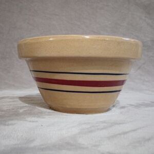Old Near Antique Striped Yellow Ware  Mixing Bowl